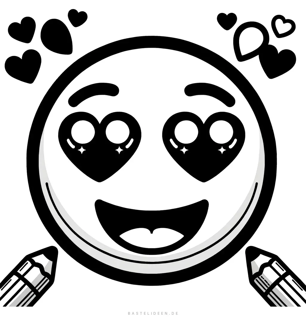 Liebes-Emoji mit herzförmigen Augen und schwebenden Herzen
