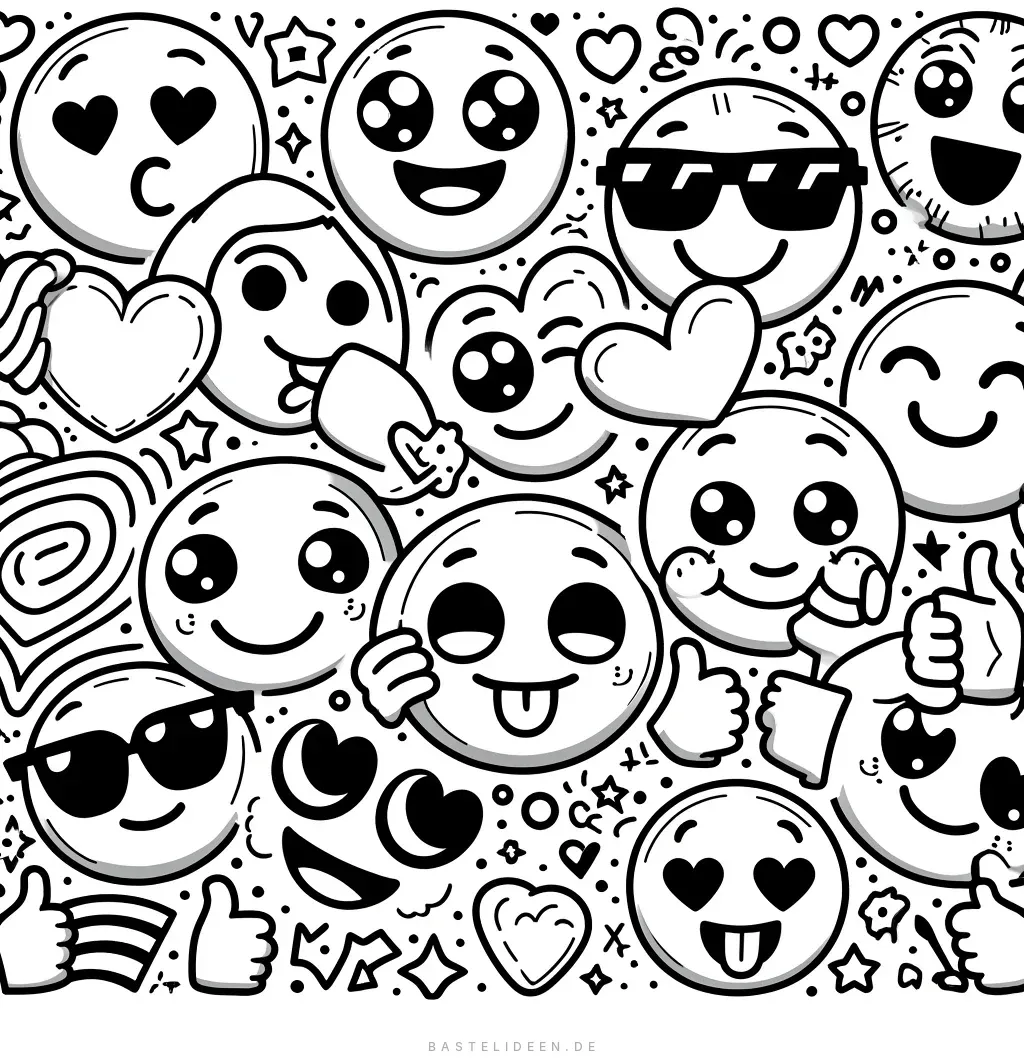 Viele ausdrucksstarke Emojis mit verschiedenen Gesichtern