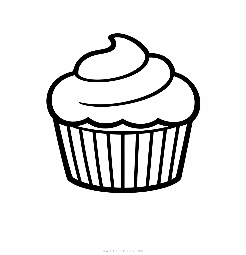 Einfacher Cupcake mit gewellter Creme und geriffeltem Förmchen
