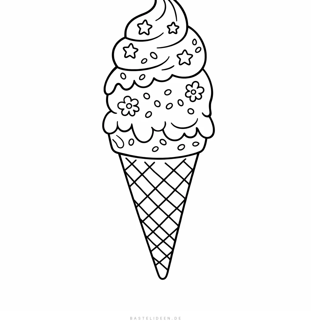 Waffel mit zwei gestapelten Eiskugeln und Waffelmuster