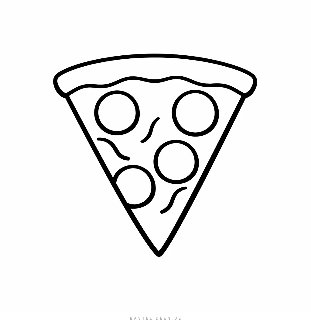 Dreieckiges Pizzastück mit großen runden Belag-Kreisen