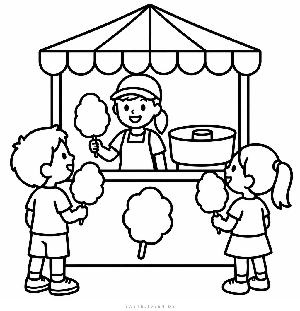 Kinder vor einem Zuckerwatte-Stand