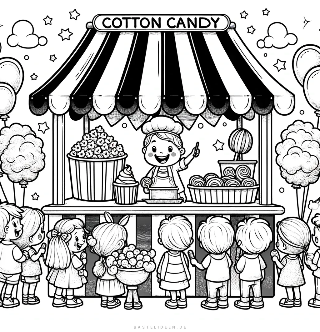 Kinder vor einem Zuckerwatte-Stand