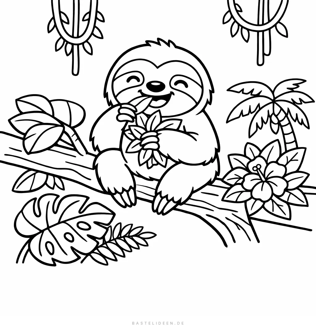 Faultier frisst Blätter im tropischen Regenwald