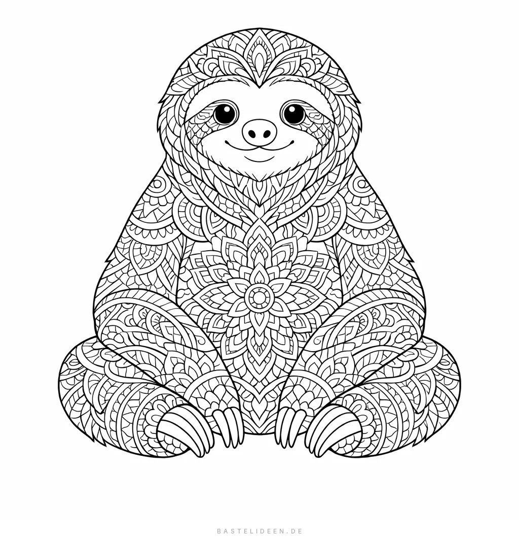 Faultier mit kunstvollen Mandala-Mustern