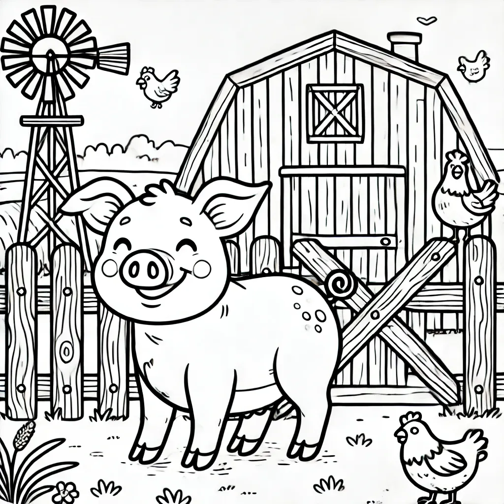 Ferkel vor Scheune auf Bauernhof