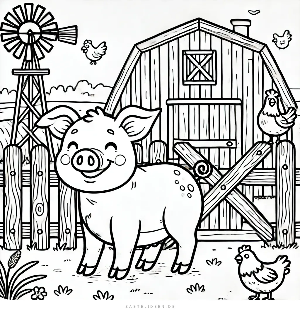 Ferkel vor Scheune auf Bauernhof