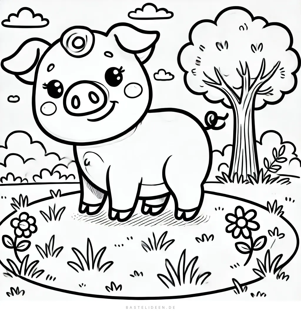 Niedliches Ferkel auf der Wiese