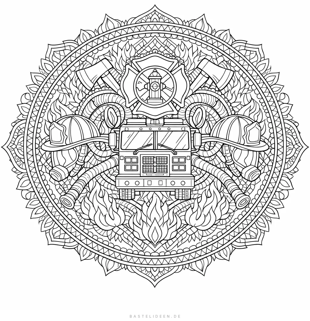 Mandala mit Feuerwehr-Elementen