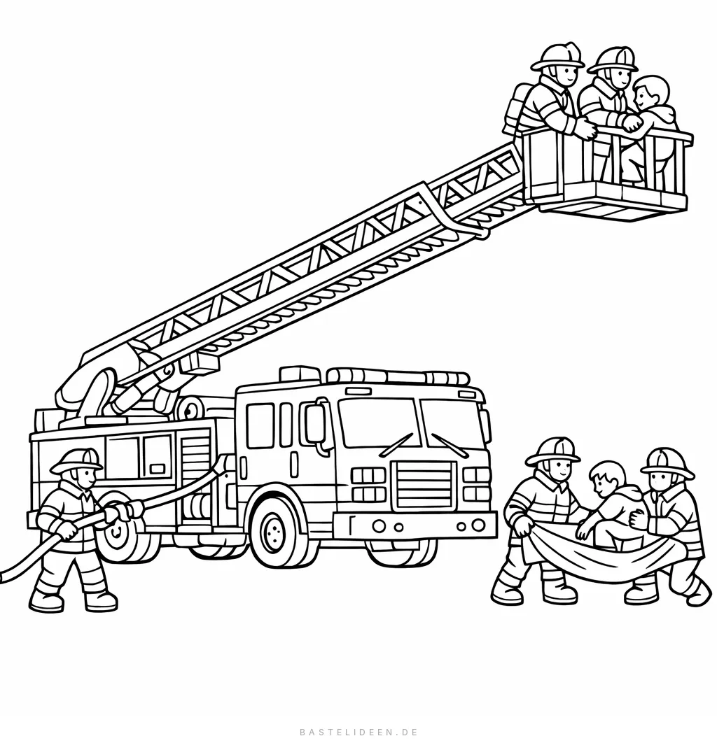 Feuerwehrauto mit ausgefahrener Drehleiter