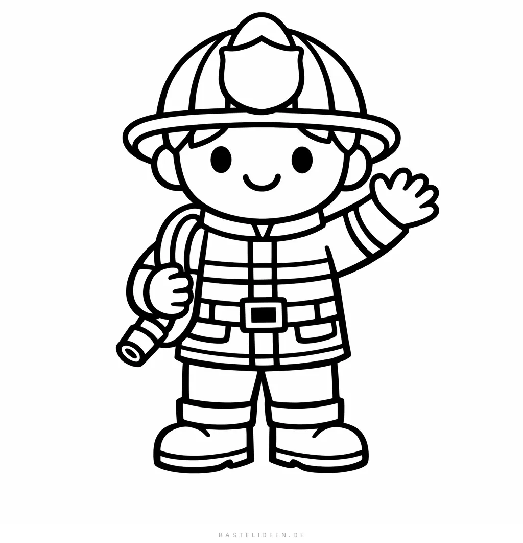 Freundlicher Feuerwehrmann winkt