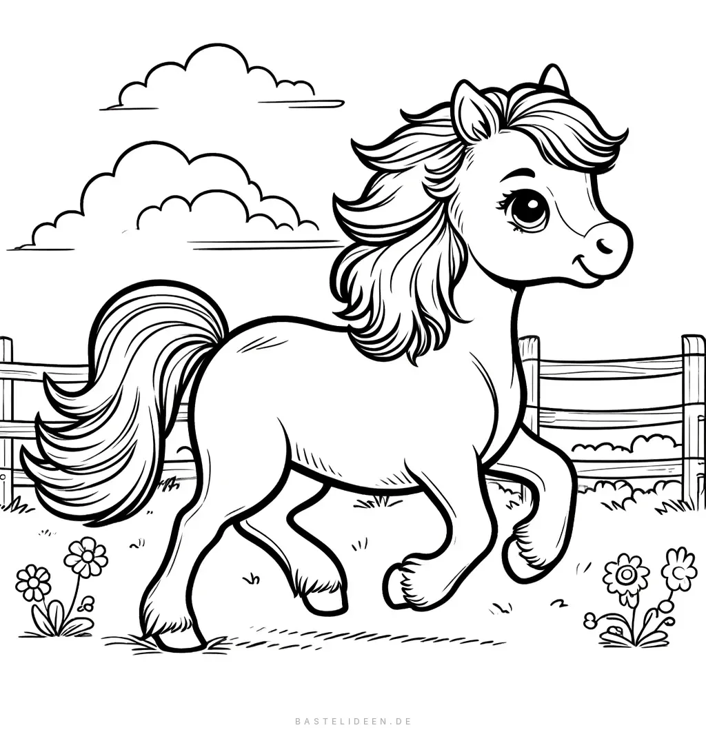 Spielerisches Galoppierendes Filly Pferde Ausmalbild