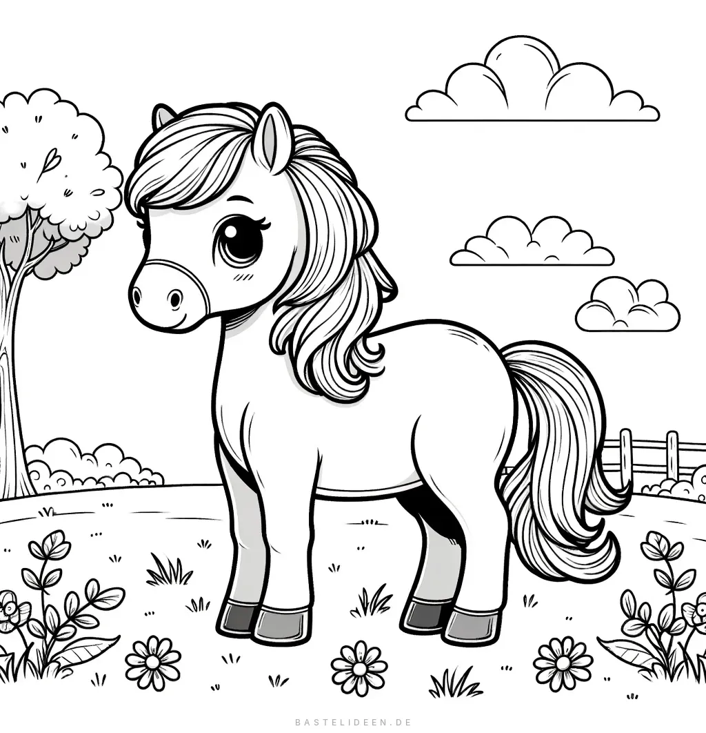 Niedliche Filly Pferde Ausmalbild