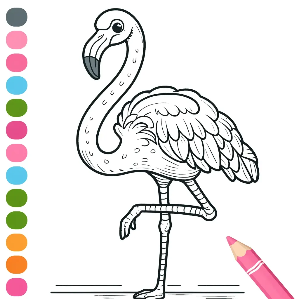 Eleganter Flamingo auf einem Bein stehend