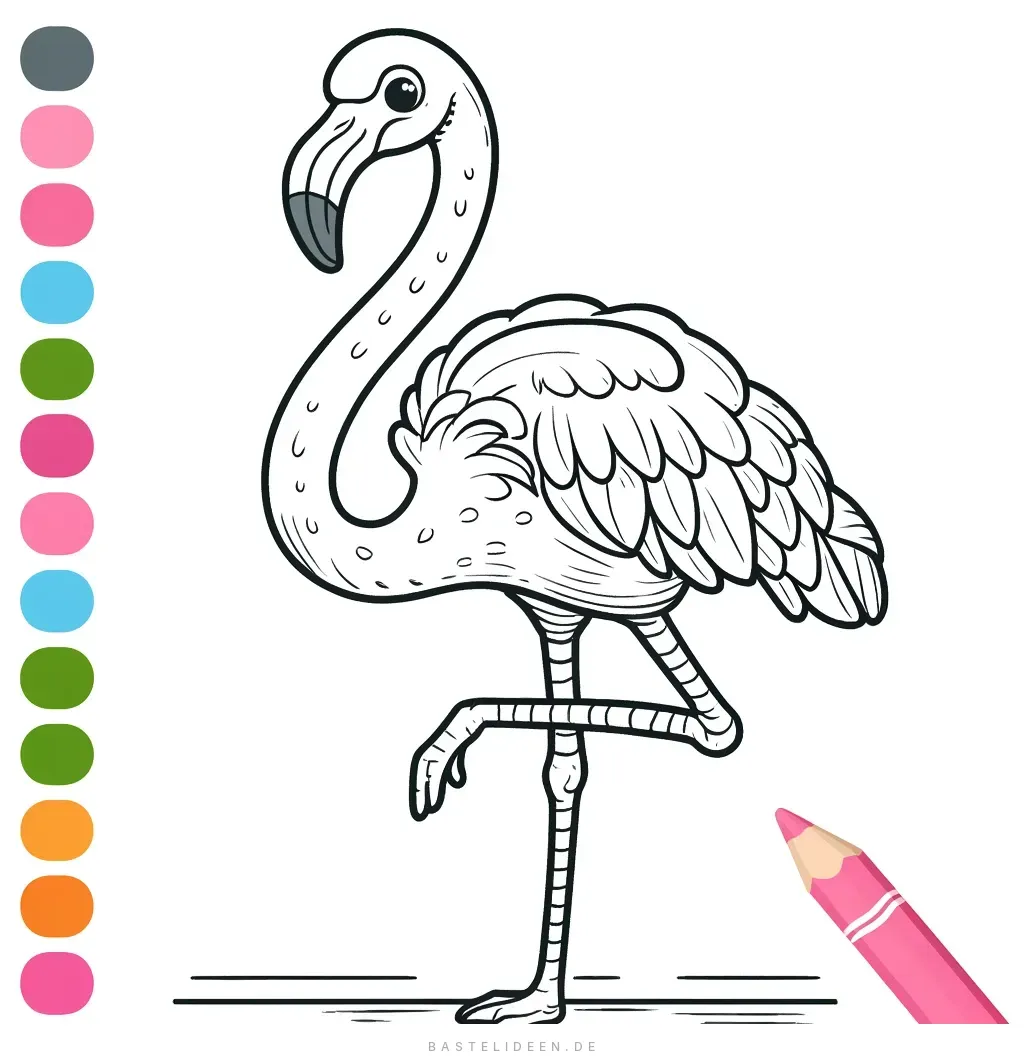 Eleganter Flamingo auf einem Bein stehend