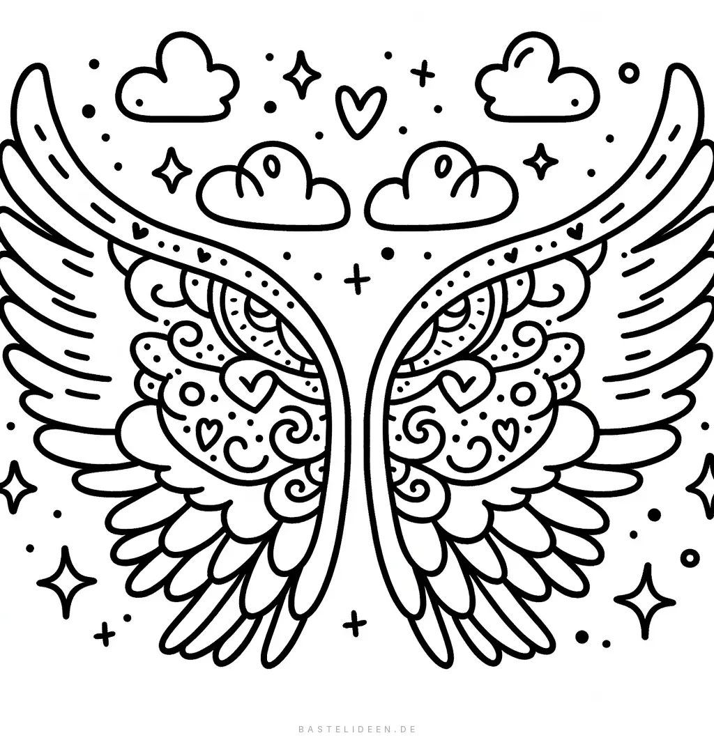 Detailliertes Flügeldesign Malvorlage