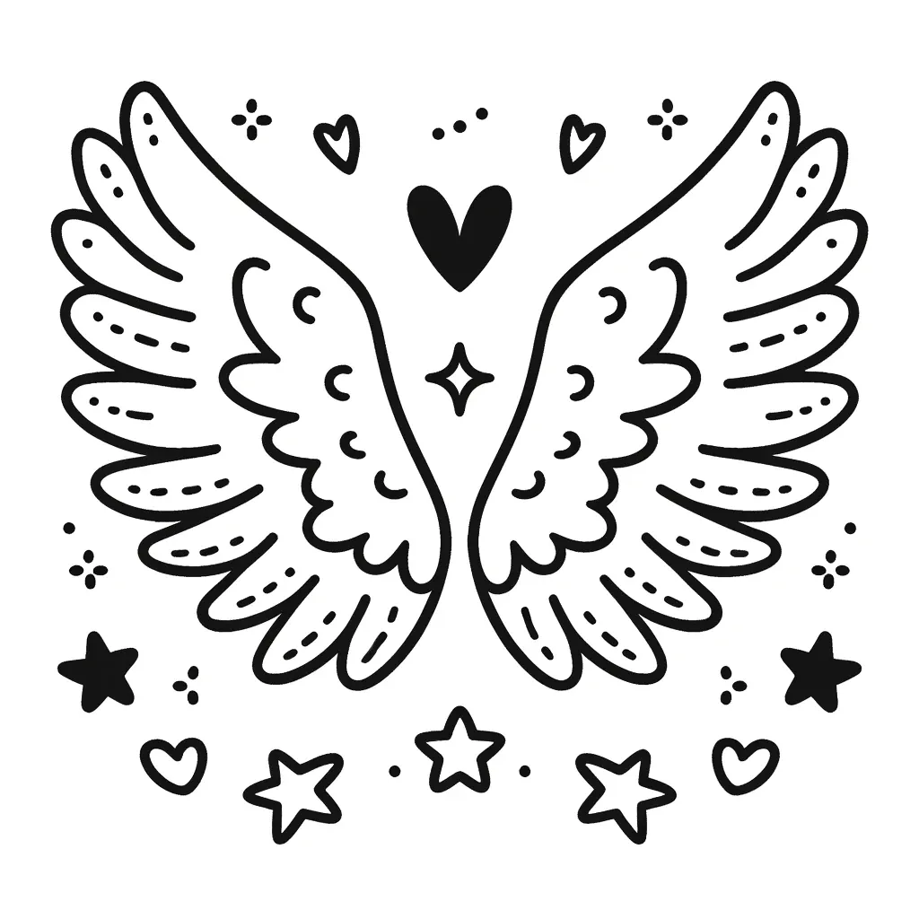 Elegantes Flügeldesign Malvorlage