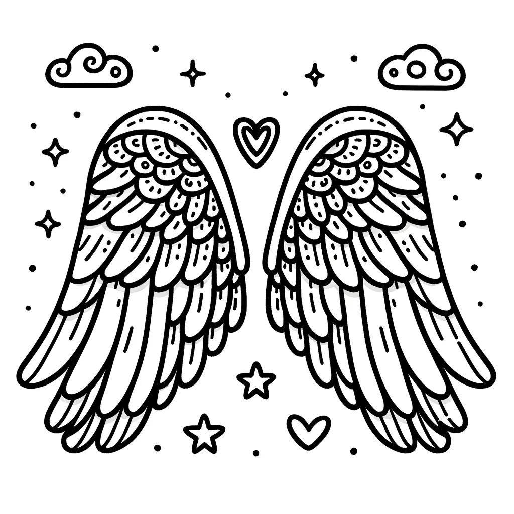 Verziertes Flügeldesign Malvorlage
