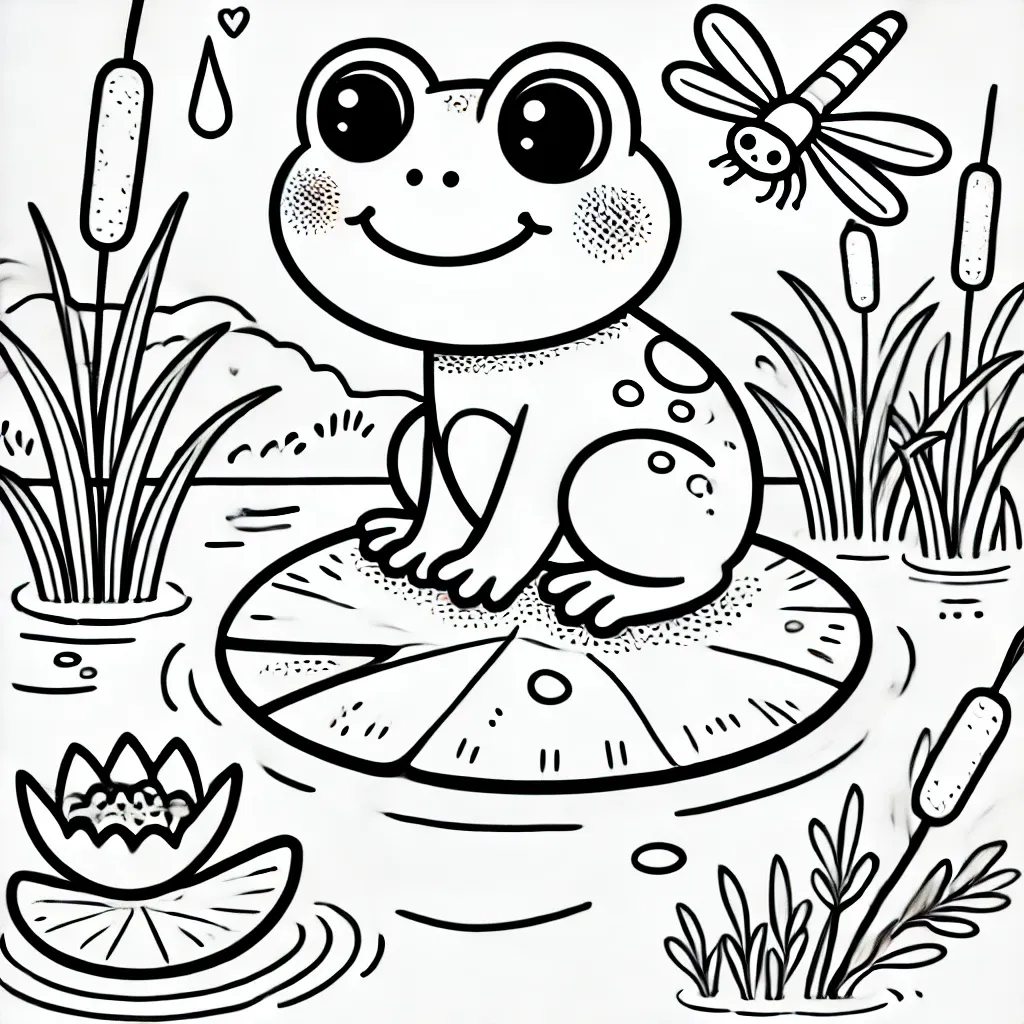 Frosch sitzt auf Seerosenblatt im Teich