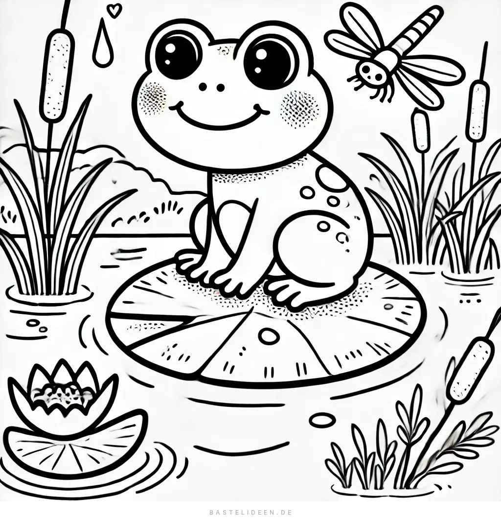 Frosch sitzt auf Seerosenblatt im Teich