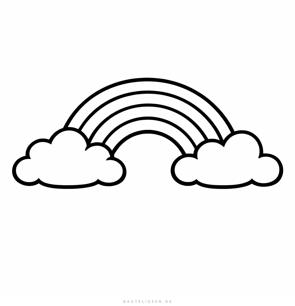 Fröhlicher Regenbogen zwischen zwei Wolken
