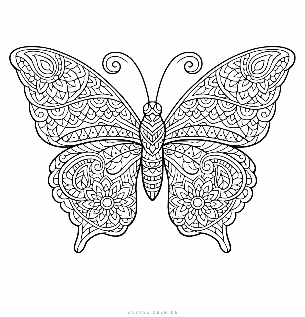 Kunstvoller Schmetterling mit dekorativen Zentangle-Mustern