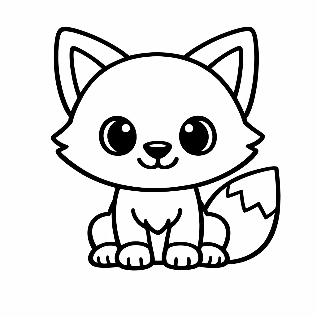 Niedlicher Fuchs mit großen Augen sitzt freundlich lächelnd