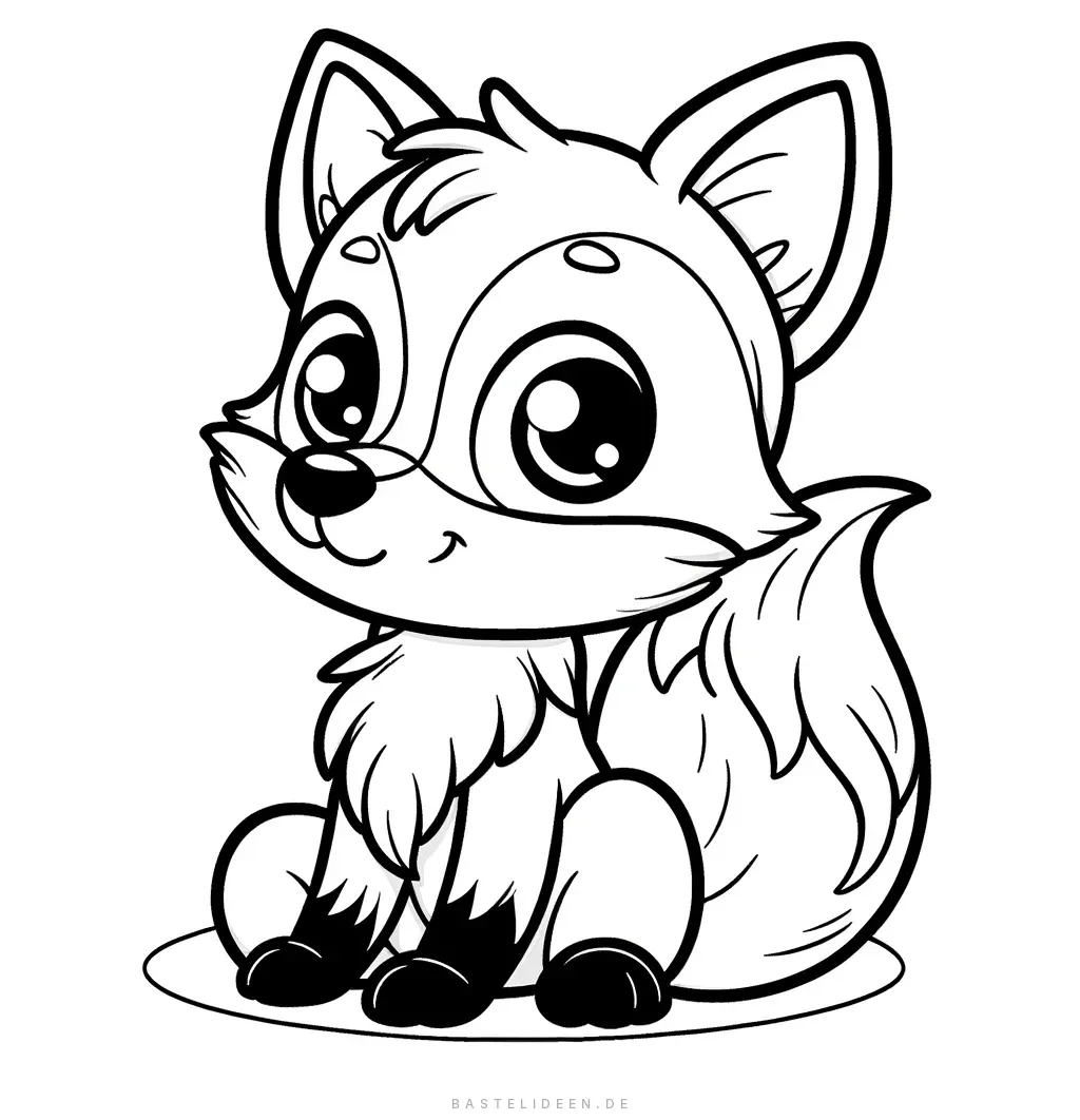 Flauschiger Fuchs sitzend mit großen Augen