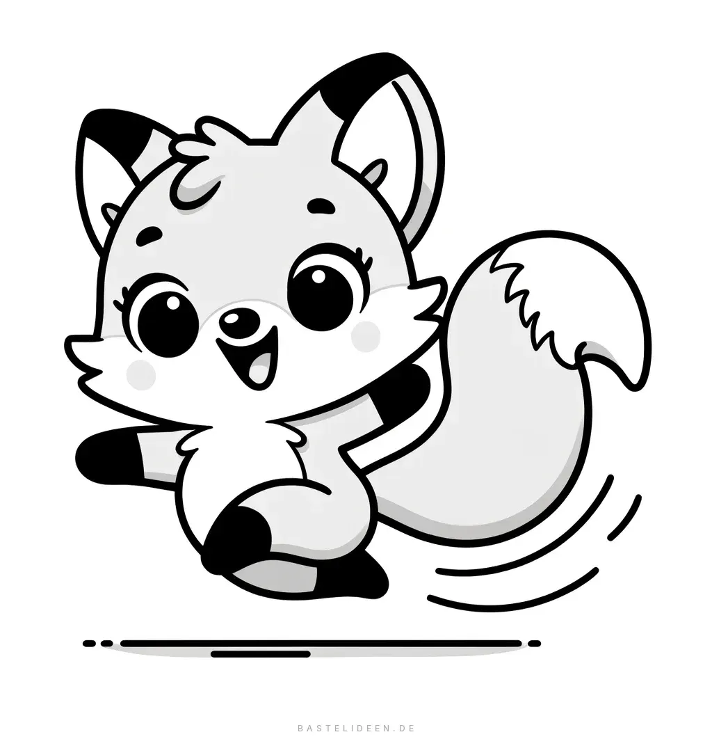 Fröhlicher Fuchs springend mit wedelndem Schwanz