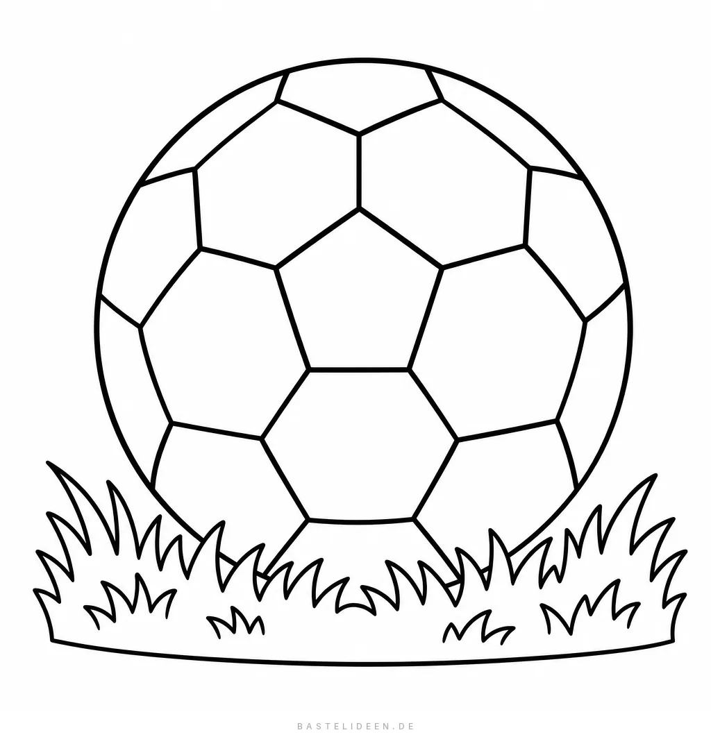 Fußball mit Fünfeck- und Sechseckmustern auf einem Grasbüschel