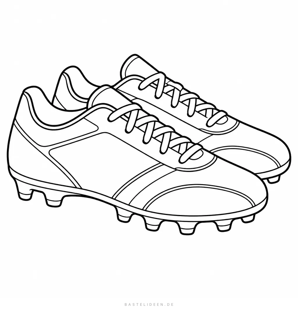 Paar Fußballschuhe mit Schnürsenkeln und Stollen, schräg von der Seite