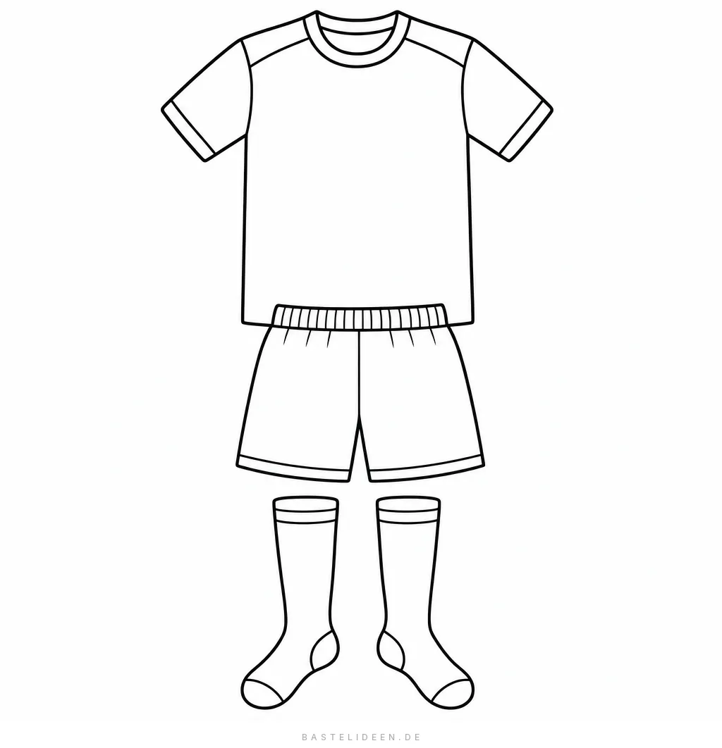 Trikot, Hose und Stutzen flach ausgelegt, ohne jeden Aufdruck