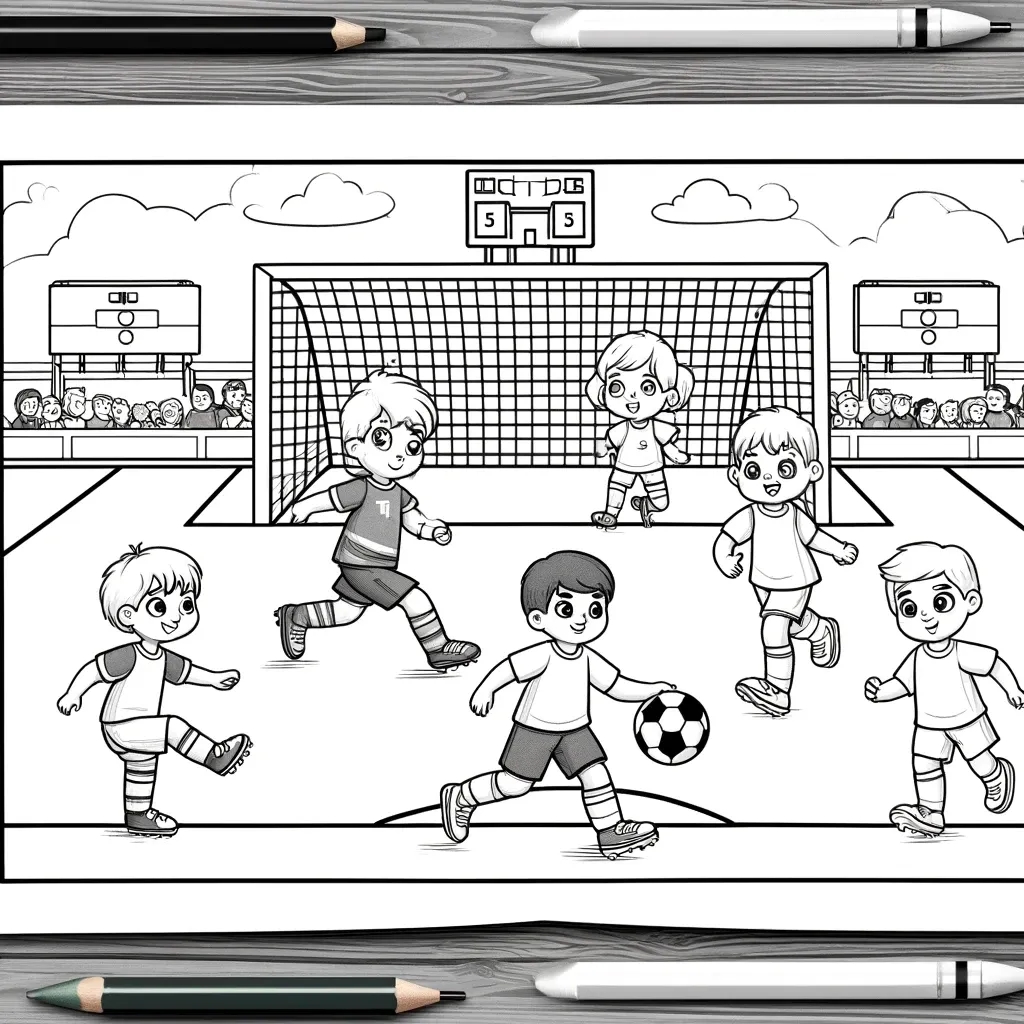 Fußballspiel mit Anzeigetafel und Zuschauern