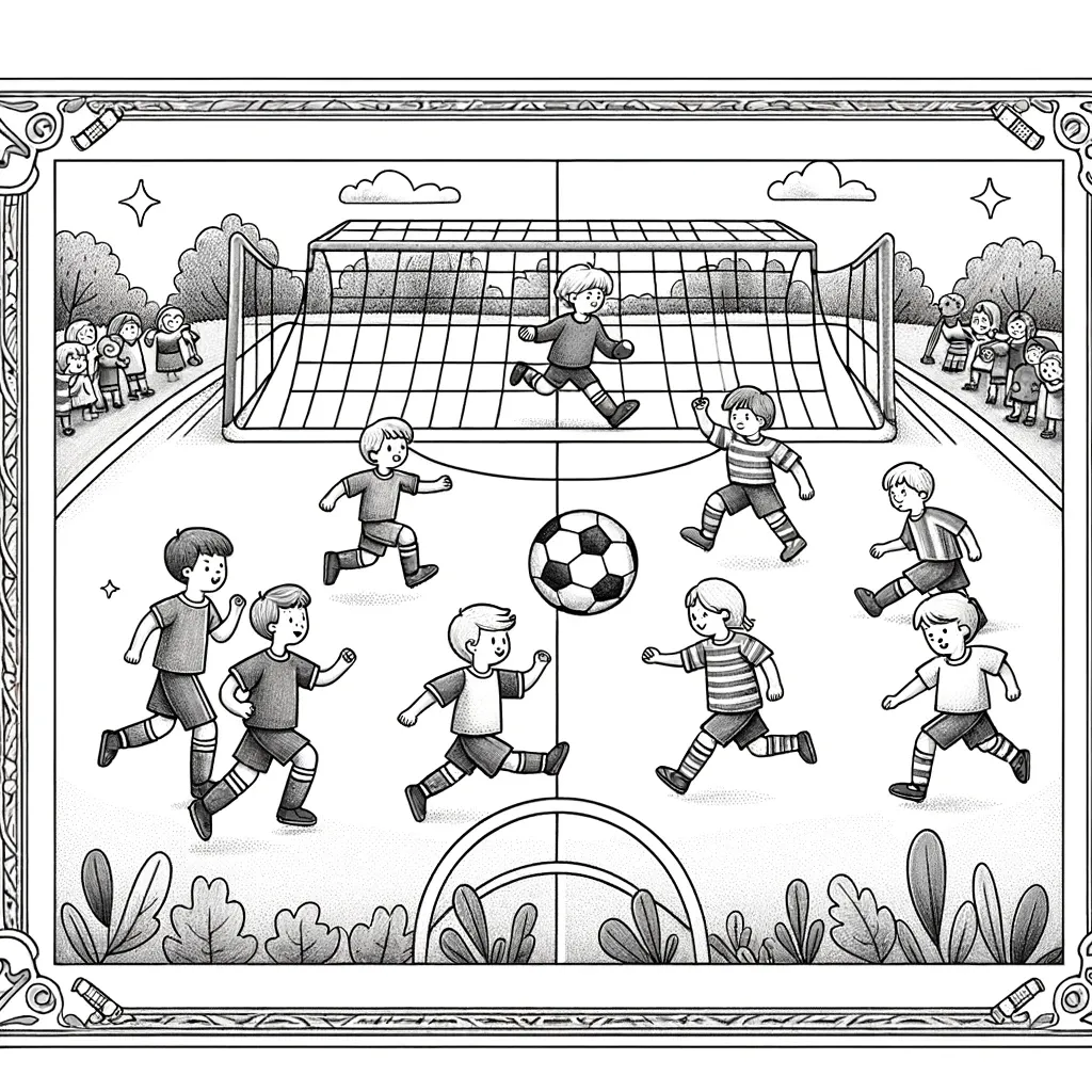 Kinder jagen dem Ball hinterher