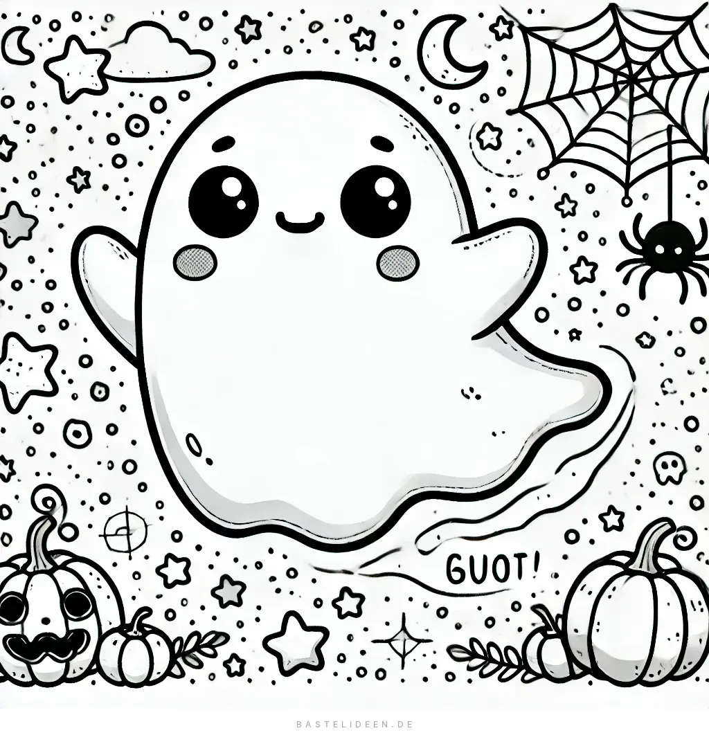 Freundlicher Geist mit Kürbissen und Sternen