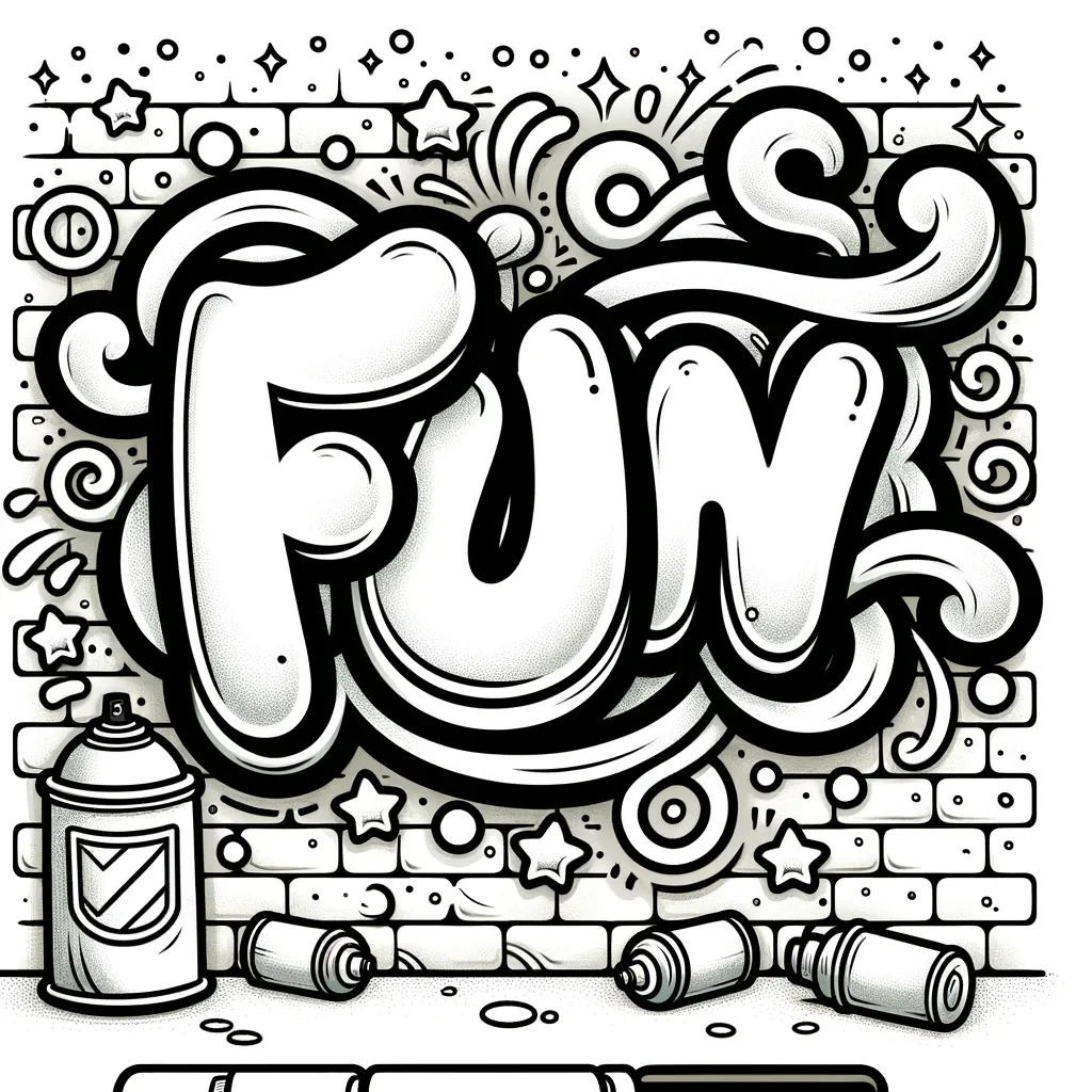 FUN Graffiti-Schriftzug mit Sternen und Spraydosen