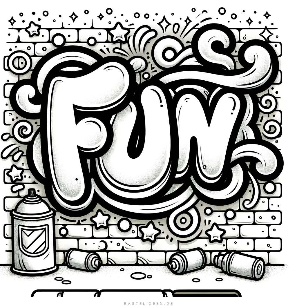 FUN Graffiti-Schriftzug mit Sternen und Spraydosen