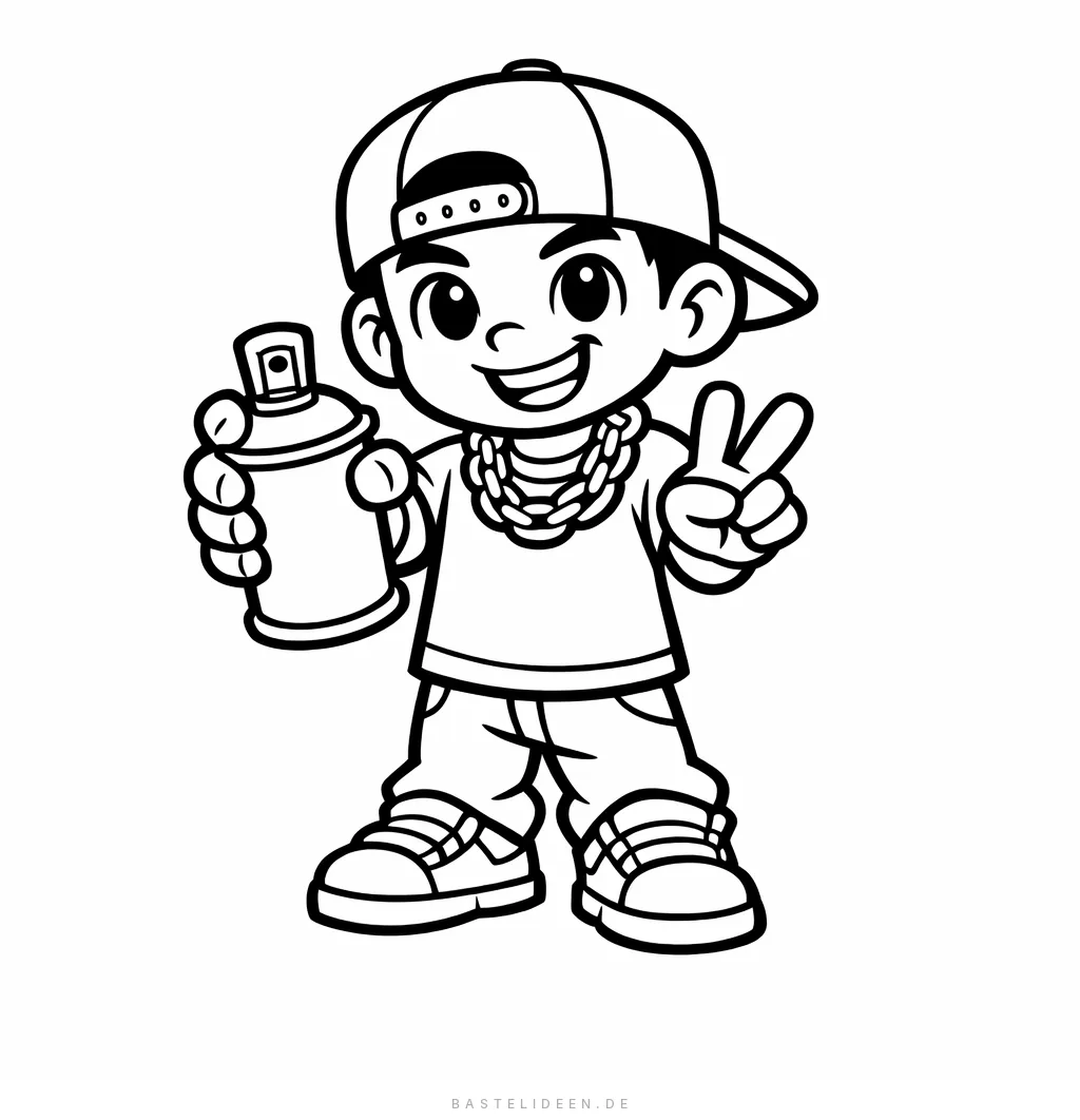 Hip-Hop-Figur mit Kappe und Sprühdose