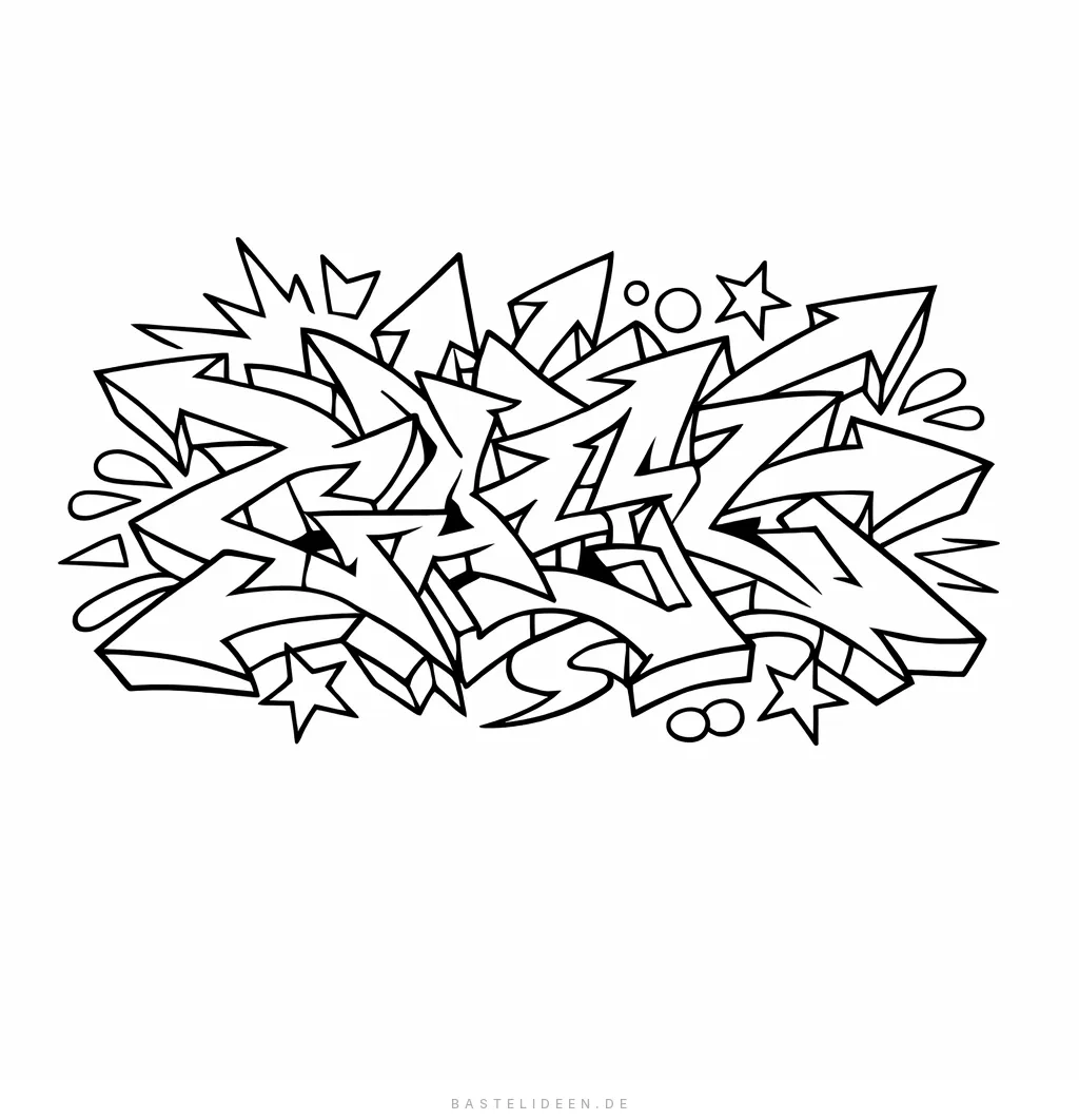 Abstrakte Wildstyle-Graffiti-Buchstaben mit Pfeilen