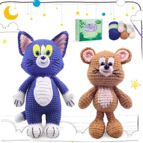 2er-Set Katze & Maus Häkelset für Anfänger