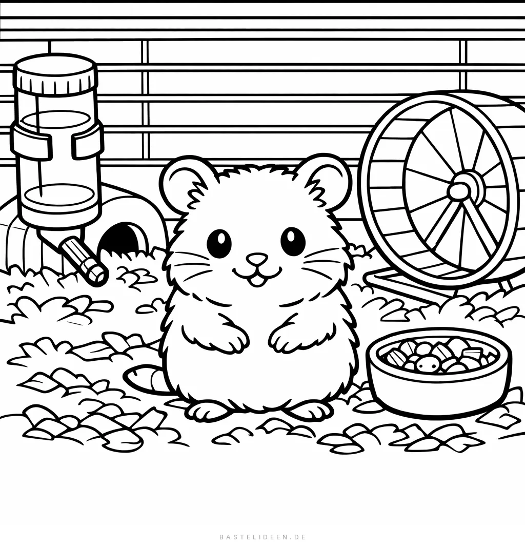 Hamster in gemütlichem Käfig mit Zubehör