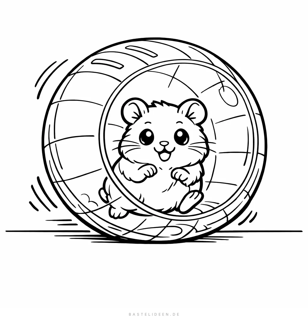 Hamster rollt vergnügt in seinem Laufball
