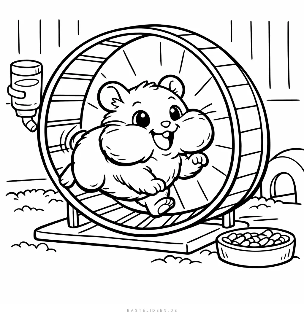 Hamster läuft fröhlich im Laufrad