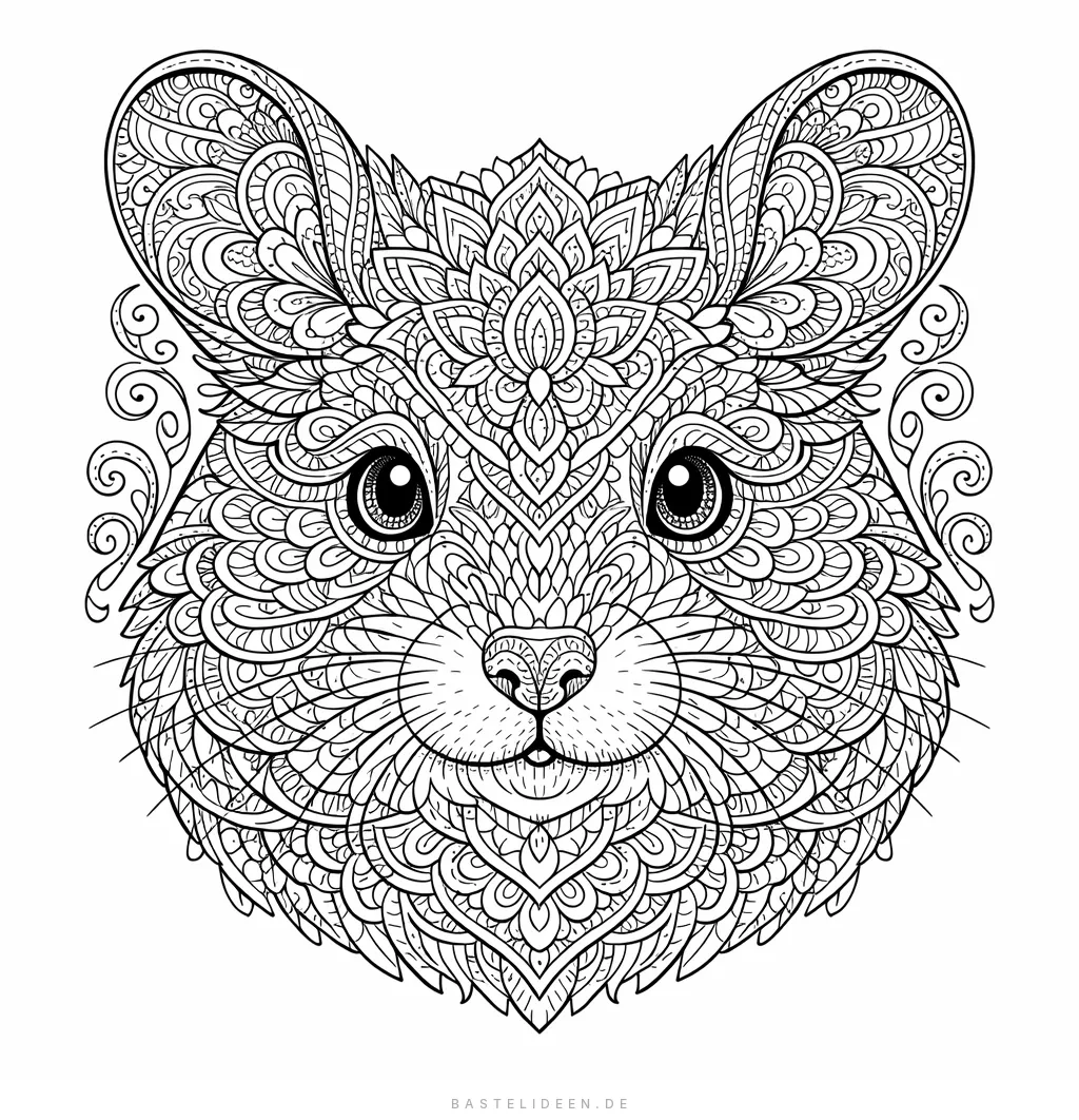 Hamsterkopf gefüllt mit filigranen Mandala-Mustern