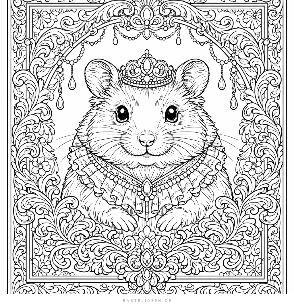 Elegantes Hamsterportrait mit ornamentalen Verzierungen