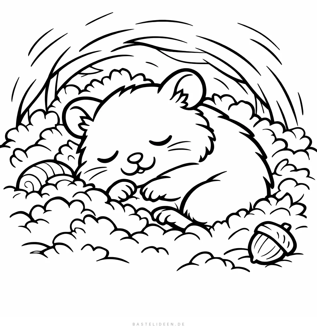 Hamster schläft gemütlich in seinem Nest