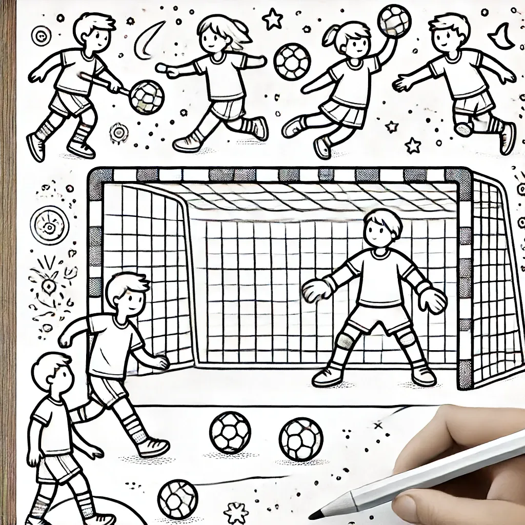 Handballspieler in dynamischen Posen beim Spiel