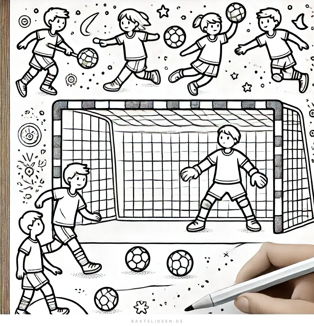 Handballspieler in dynamischen Posen beim Spiel