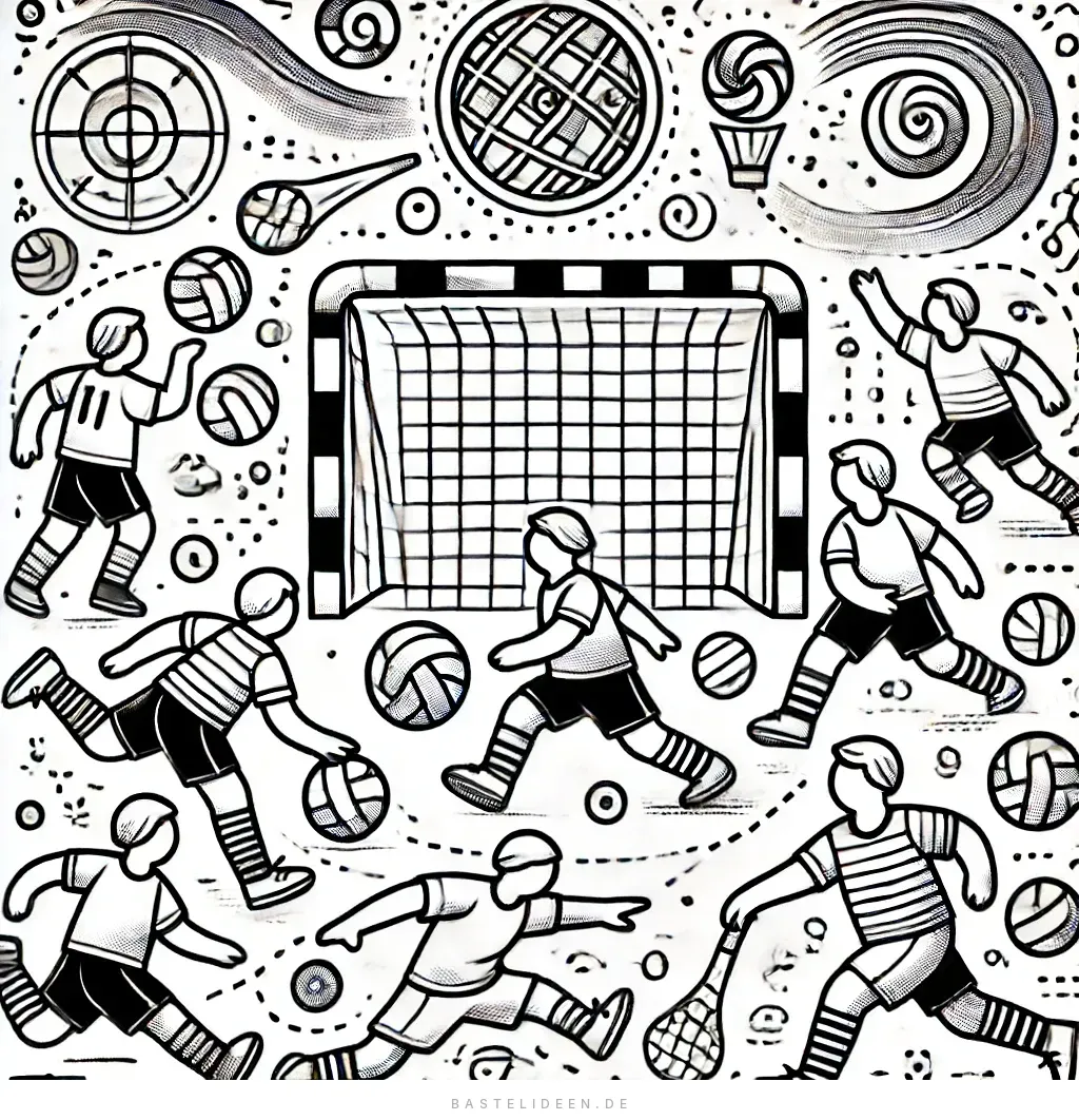 Athleten dribbeln und passen beim Handballspiel