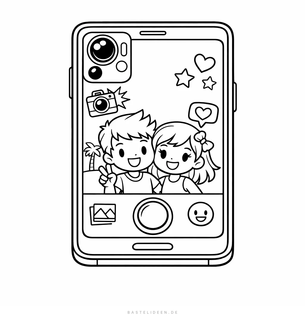 Smartphone mit Kamera-App und Selfie-Motiv